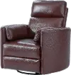 Mads Burgundy Leather-Match Power Glider Swivel Recliner