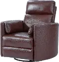 McCartney Burgundy Leather-Match Swivel Glider Power Recliner