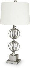 Set of 2 Painted Silver Double Sphere Metal Table Lamps