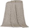 Taupe Throw Blanket with Herringbone Pattern