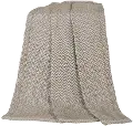 Taupe Throw Blanket with Herringbone Pattern