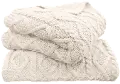 Cream Cable Knit Throw Blanket
