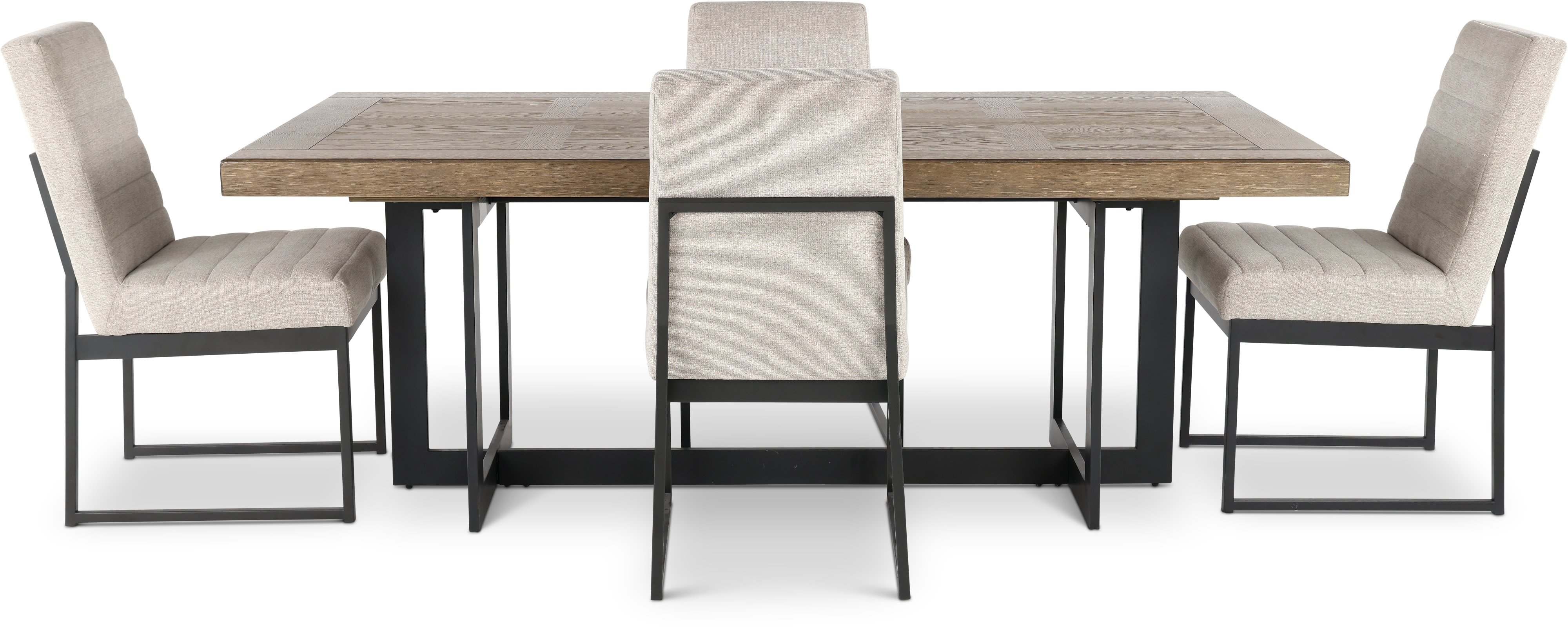 Modern Beige and Black Metal 5 Piece Dining Room Set - Eden-1