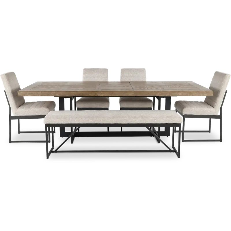 Eden Modern Beige and Black Metal 6 Piece Dining Room Set