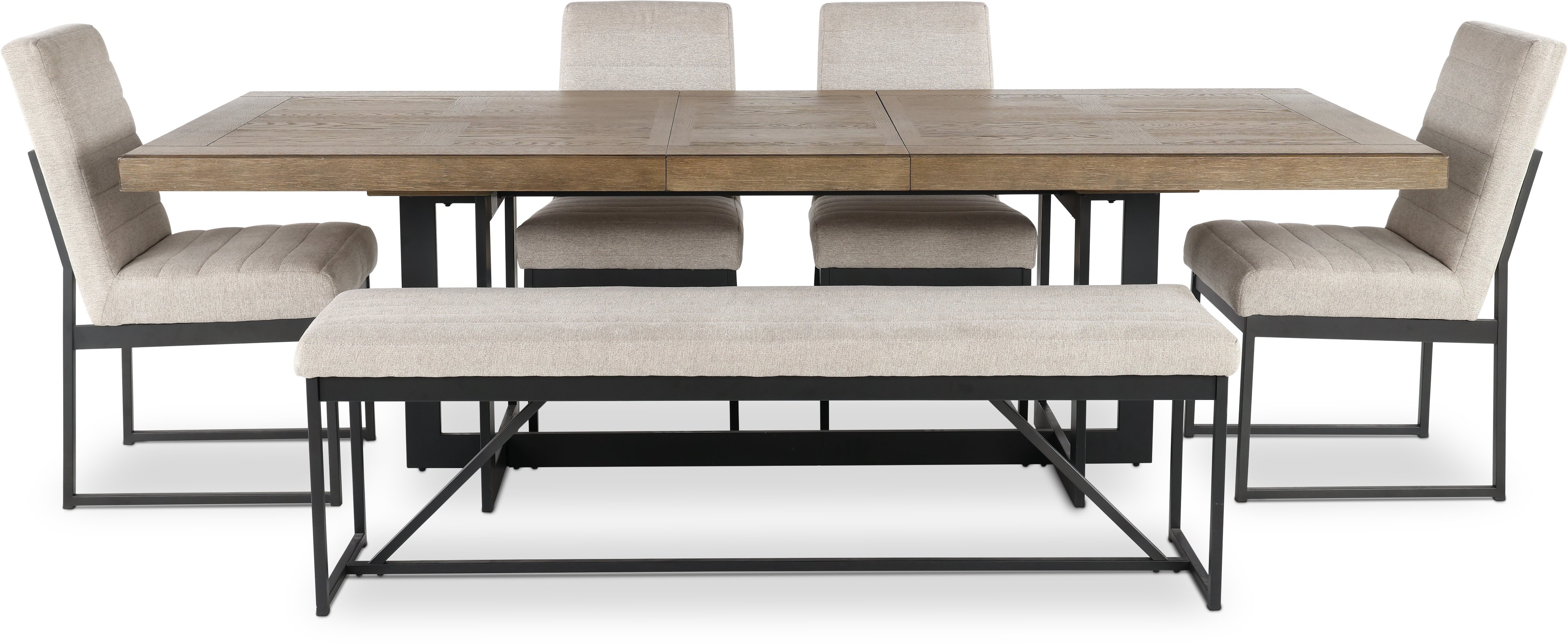 Modern Beige and Black Metal 6 Piece Dining Room Set - Eden-1