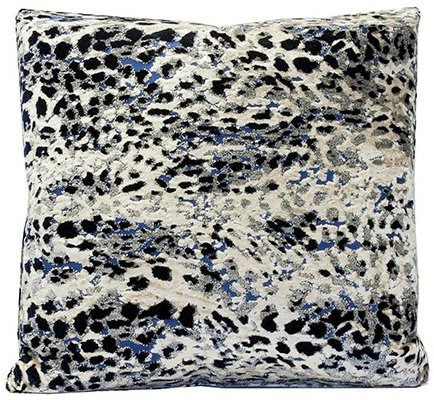 Black, Blue, Cream and Gray Midnight Moon Throw Pillow-1