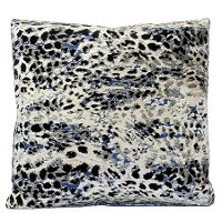 Black, Blue, Cream and Gray Midnight Moon Throw Pillow
