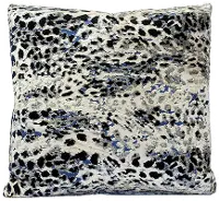 Black, Blue, Cream and Gray Midnight Moon Throw Pillow