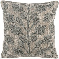 Natural and Green Embroidered Albur Bay Throw Pillow
