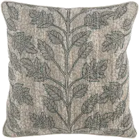 Natural and Green Embroidered Albur Bay Throw Pillow