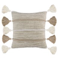 Natural and Ivory Elan Throw Pillow with Tassels