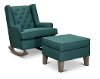 Peacock Blue 2 Piece Rocker Runner with Ottoman - Paisley