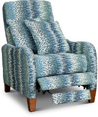 Blue Casual Pushback High-Leg Recliner - Norwood