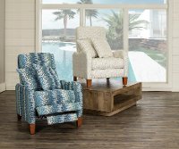 Blue Casual Pushback High-Leg Recliner - Norwood-2