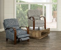 Indigo Blue Pushback High-Leg Recliner - Raji-4