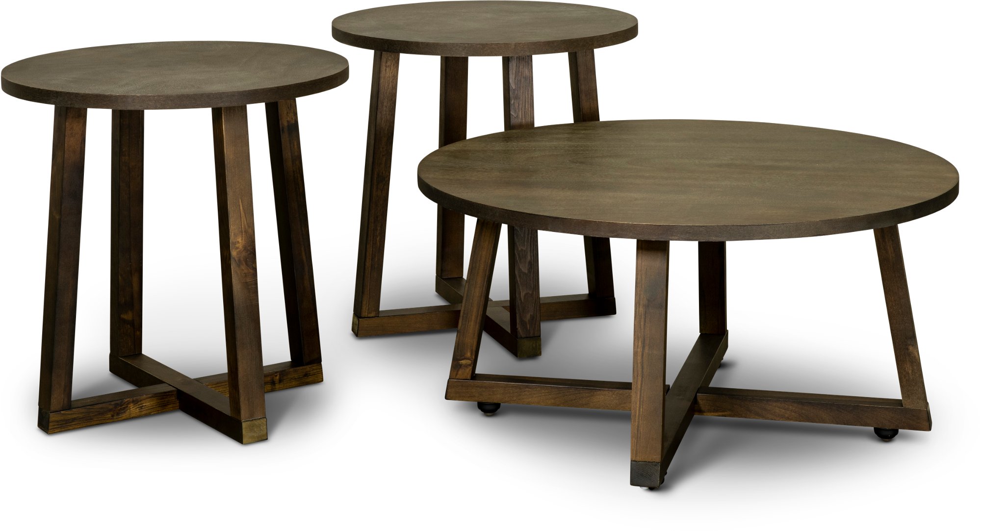 Industrial Dark Brown Table Group, Set of 3-1