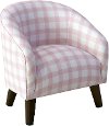 47-1KBFFLGNGBBPNK Gingham Pink and White Kid's Tub Chair