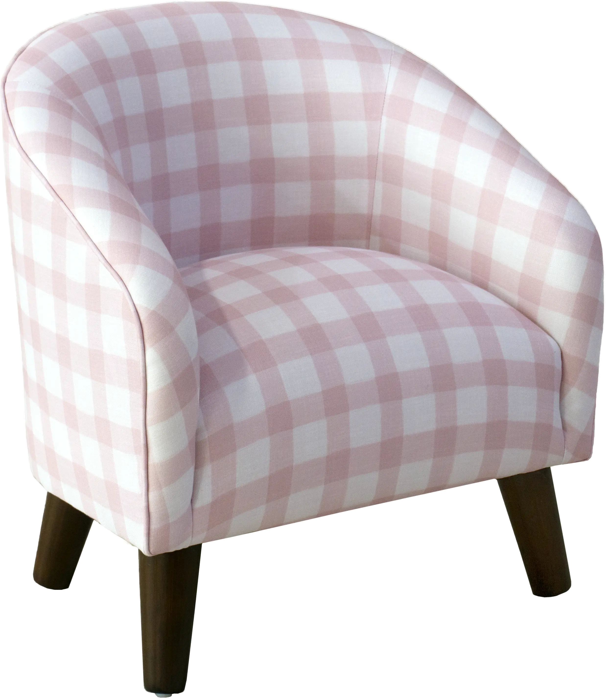 47-1KBFFLGNGBBPNK Kids Gingham Pink and White Tub Chair-1