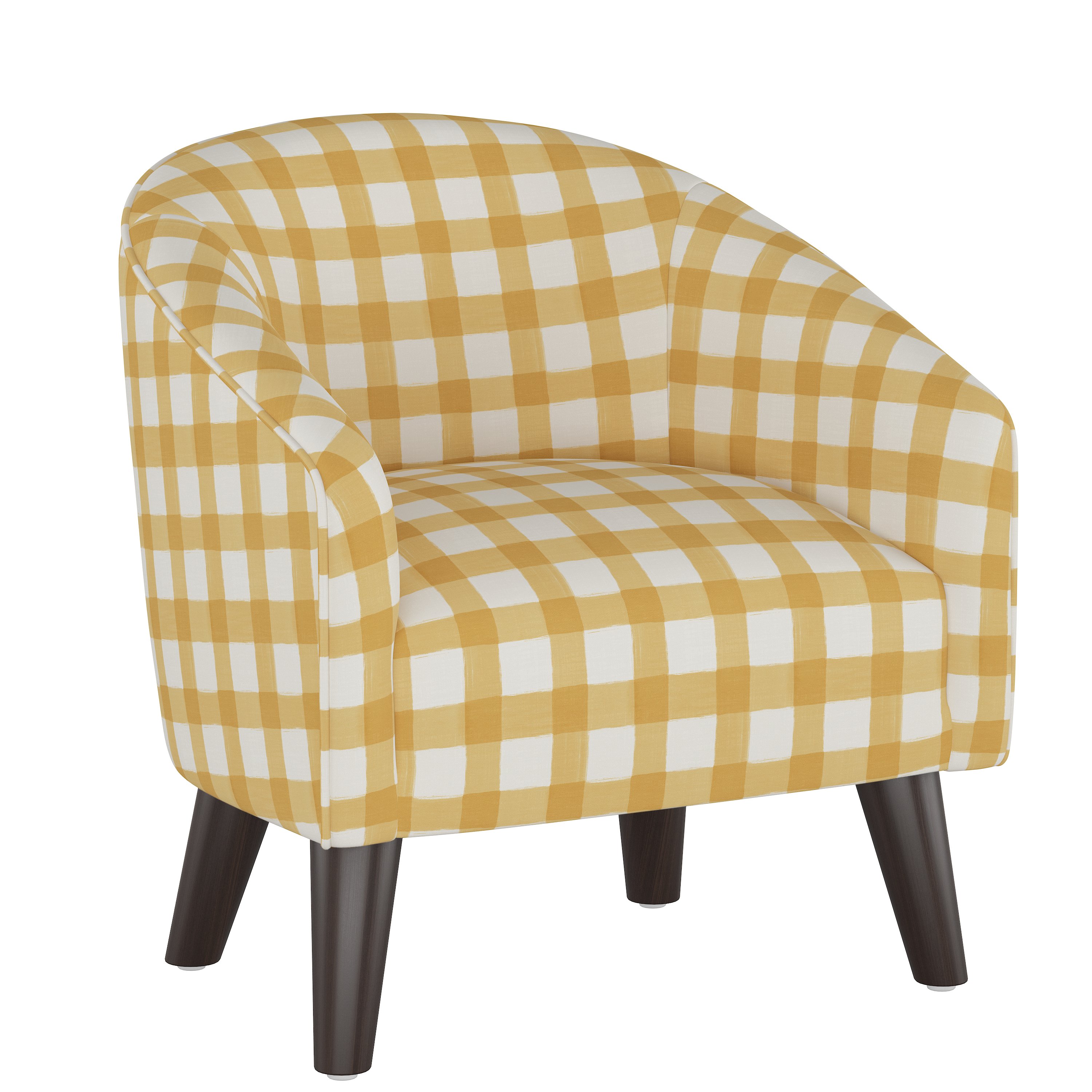 47-1KBFFLGNGBTCP Gingham Yellow and White Kid's Tub Chair-1