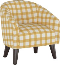 47-1KBFFLGNGBTCP Gingham Yellow and White Kid's Tub Chair