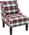 72-1STWDRSMLT Contemporary Red, White, Blue and Green Plaid Swoop Arm Chair