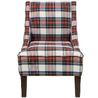 72-1STWDRSMLT Contemporary Red, White, Blue and Green Plaid Swoop Arm Chair-2