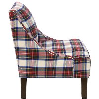72-1STWDRSMLT Contemporary Red, White, Blue and Green Plaid Swoop Arm Chair-3