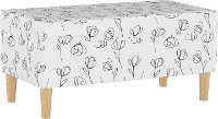 948NATCNTLWHT Mid Century Contoured Tulips White Storage Bench