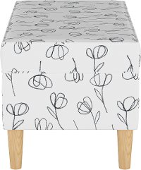 948NATCNTLWHT Mid Century Contoured Tulips White Storage Bench-3