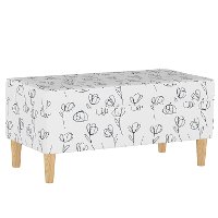 948NATCNTLWHT Mid Century Contoured Tulips White Storage Bench-6