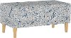 948NATINBLGRY Mid Century Gray Floral Print Storage Bench