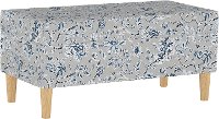 948NATINBLGRY Mid Century Gray Floral Print Storage Bench