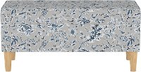 948NATINBLGRY Mid Century Gray Floral Print Storage Bench-2