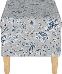 948NATINBLGRY Mid Century Gray Floral Print Storage Bench-3