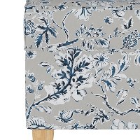 948NATINBLGRY Mid Century Gray Floral Print Storage Bench-4