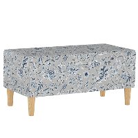 948NATINBLGRY Mid Century Gray Floral Print Storage Bench-6