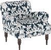 9505MRBNVYGR Contemporary Navy Floral Upholstered Accent Chair