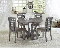 Distressed Gray Round 5 Piece Dining Room Set - Fiji