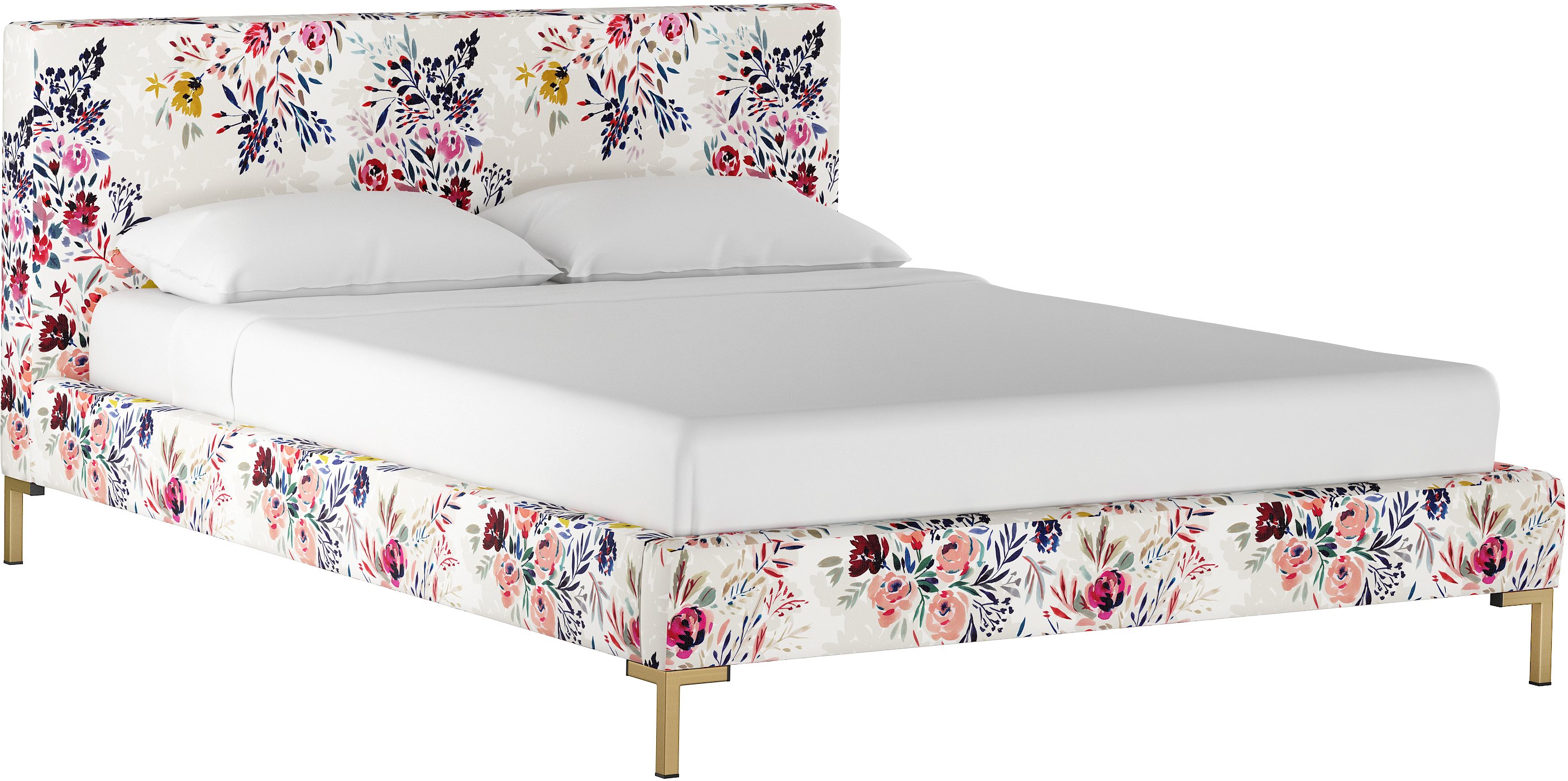 CBD1571YBBNFLMLTLGA Modern Floral Full Upholstered Platform Bed-1