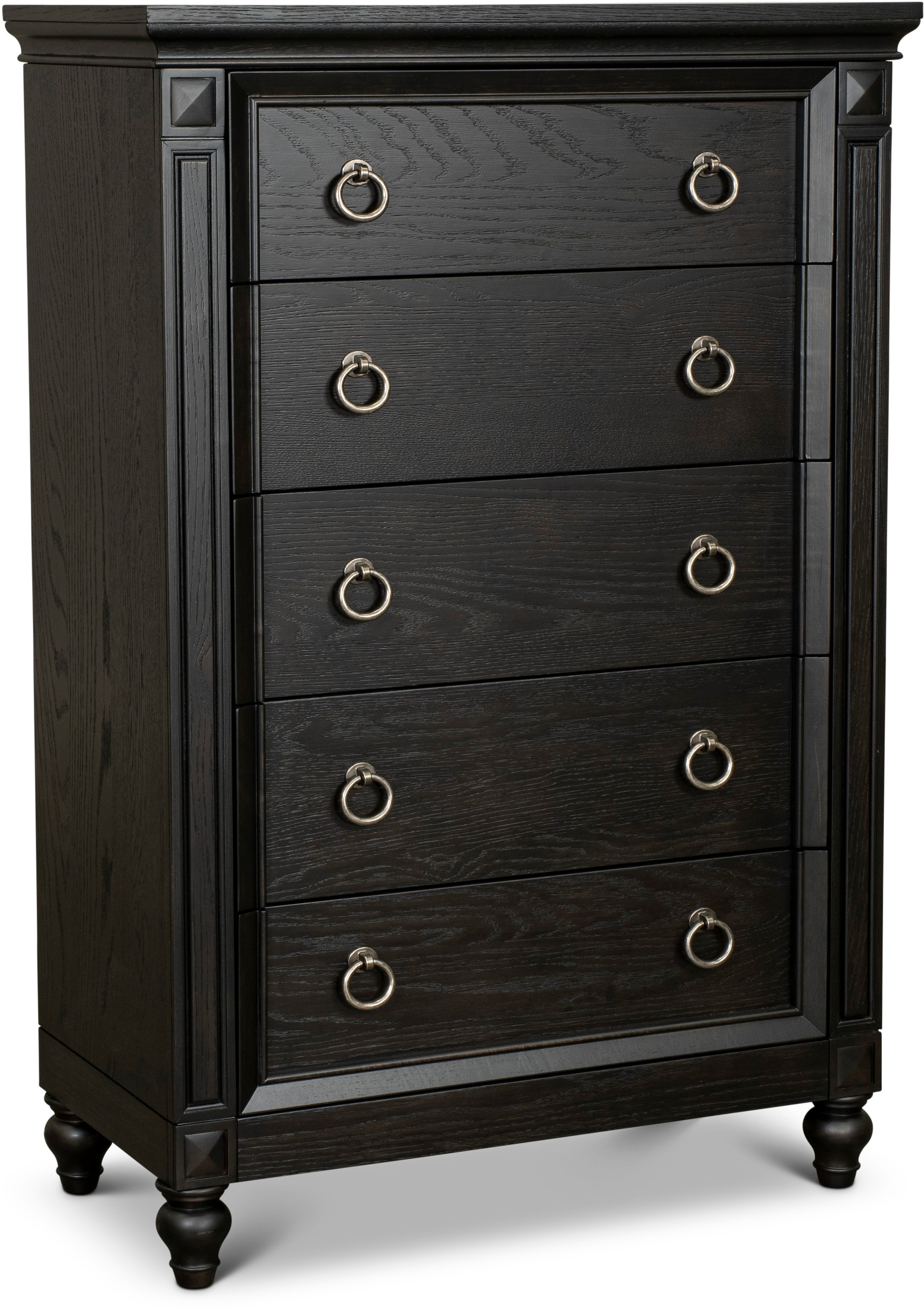 Traditional Black Oak Chest of Drawers - Hillside-1