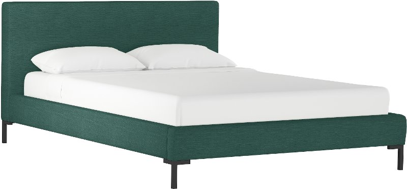 Modern Linen Green Queen Upholstered, Upholstered Platform Bed Queen