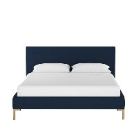 CBD1572YBLNNNV Modern Linen Navy Blue Queen Upholstered Platform Bed