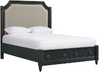 Traditional Black Oak Queen Storage Bed - Hillside