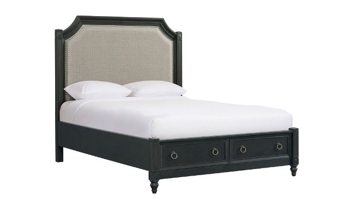 Traditional Black Oak Queen Storage Bed - Hillside