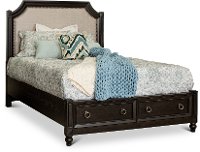 Traditional Black Oak Queen Storage Bed - Hillside-2
