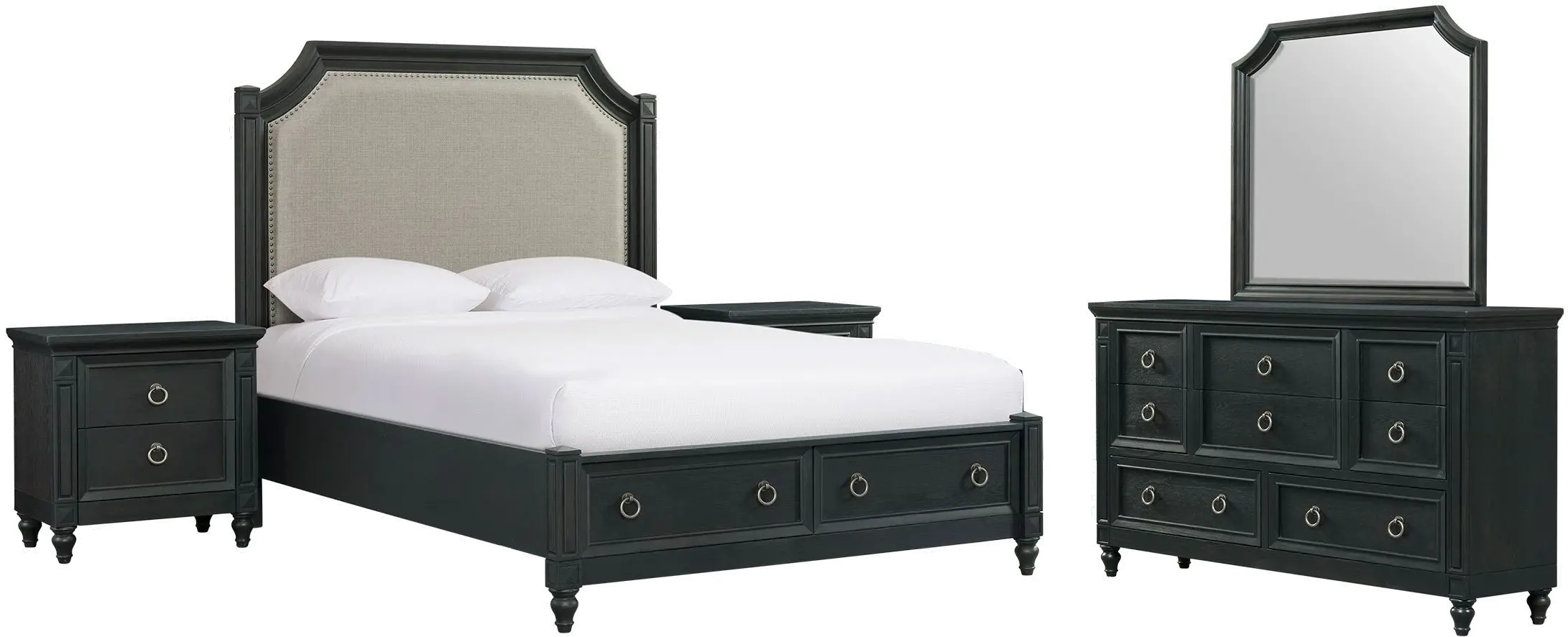 Hillside Black Oak 4 Piece Queen Bedroom Set-2