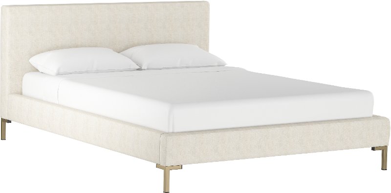 Modern Linen Talc California King, Linen Upholstered Queen Bed