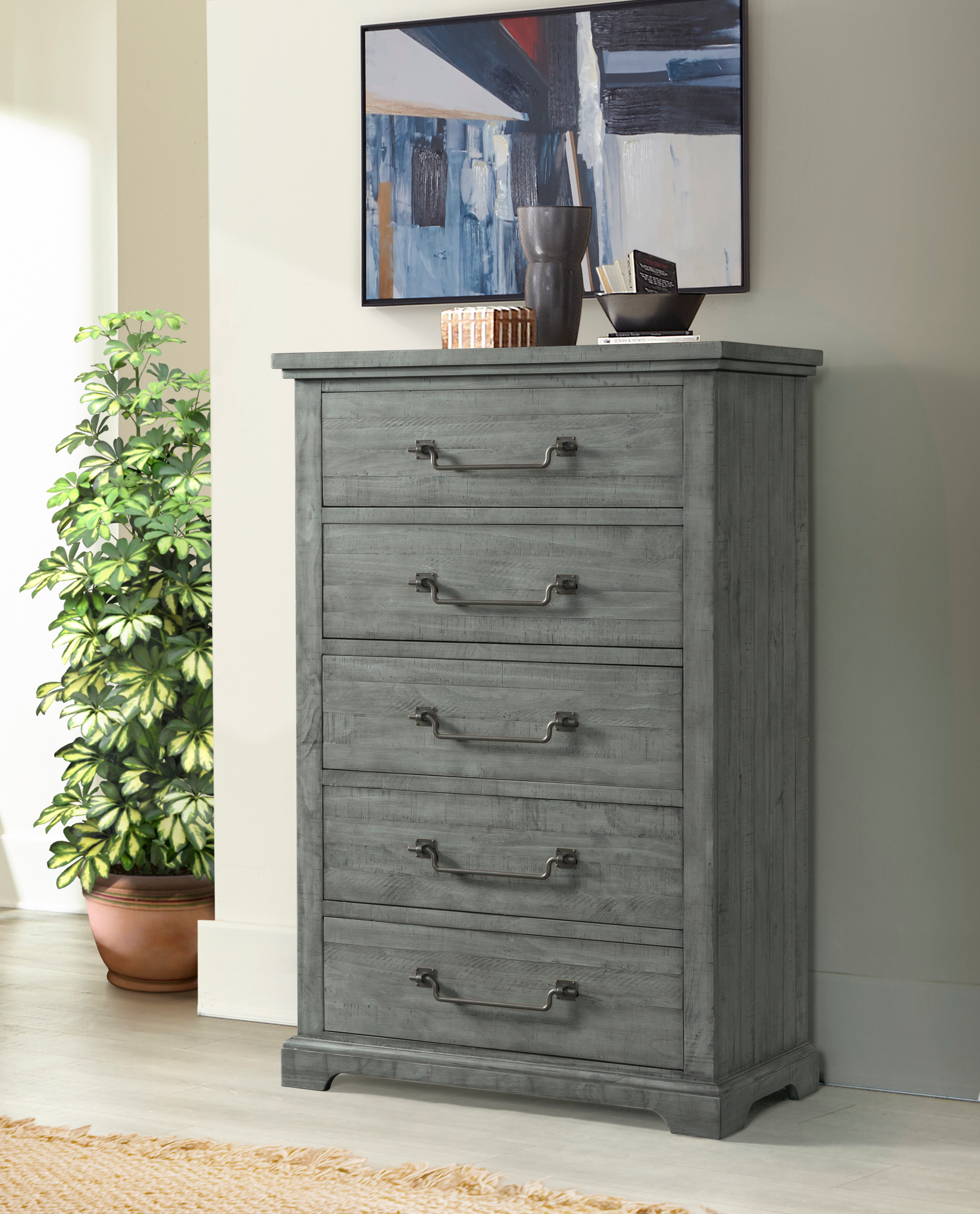 Beach House Coastal Country Gray Chest of Drawers-1