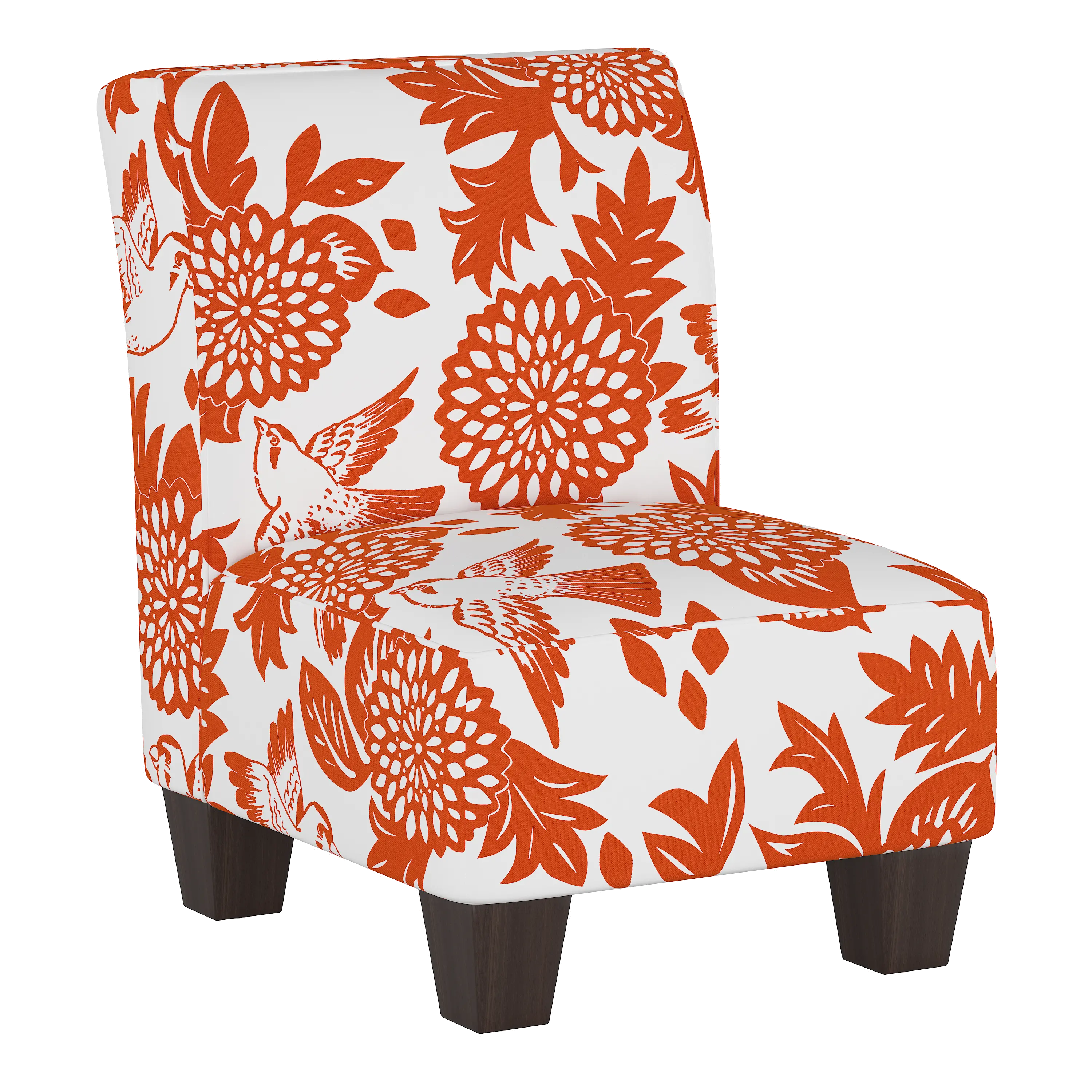 5705KGRDBRDORN Garden Bird Orange and White Kid's Slipper Chair-1