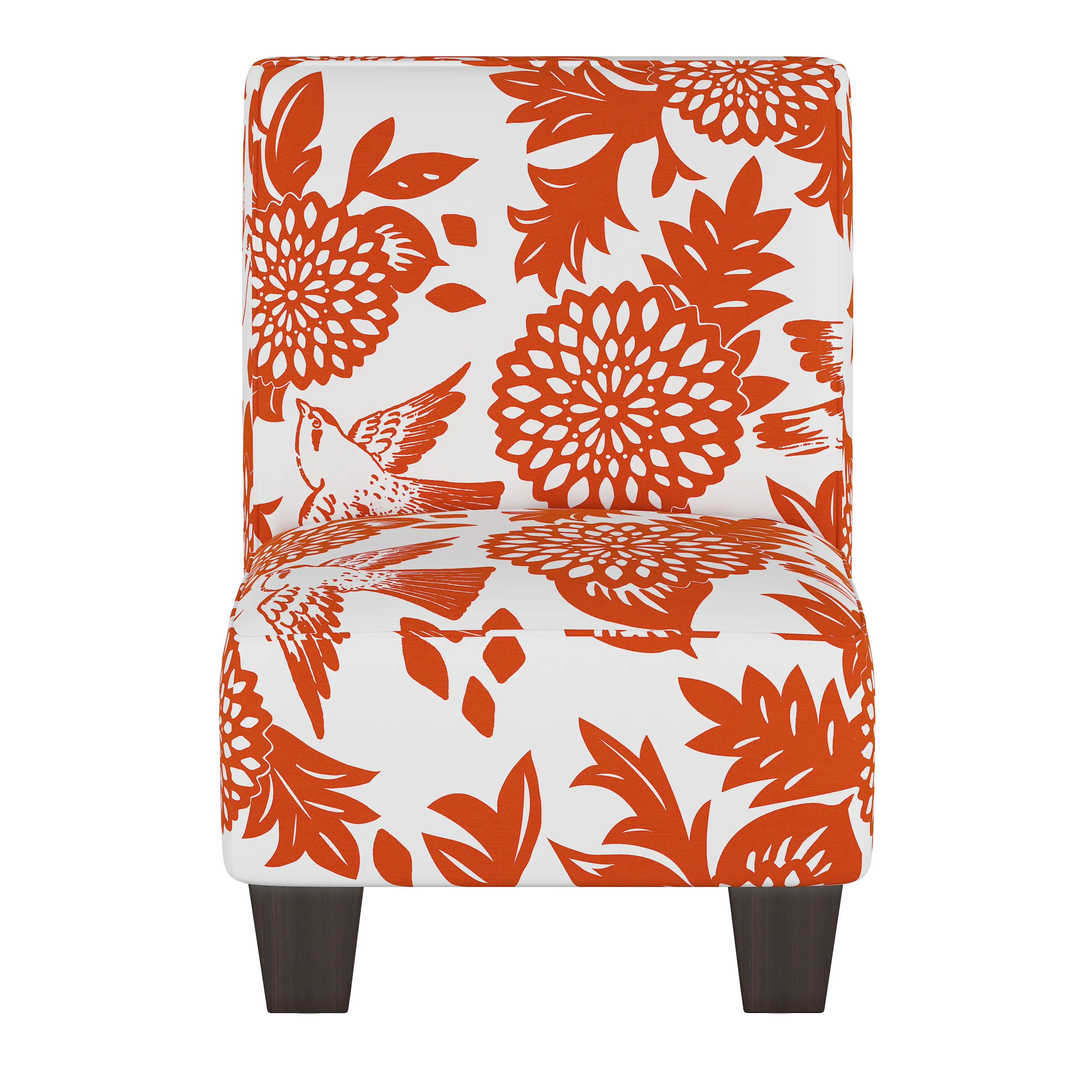 5705KGRDBRDORN Garden Bird Orange and White Kid's Slipper Chair-2